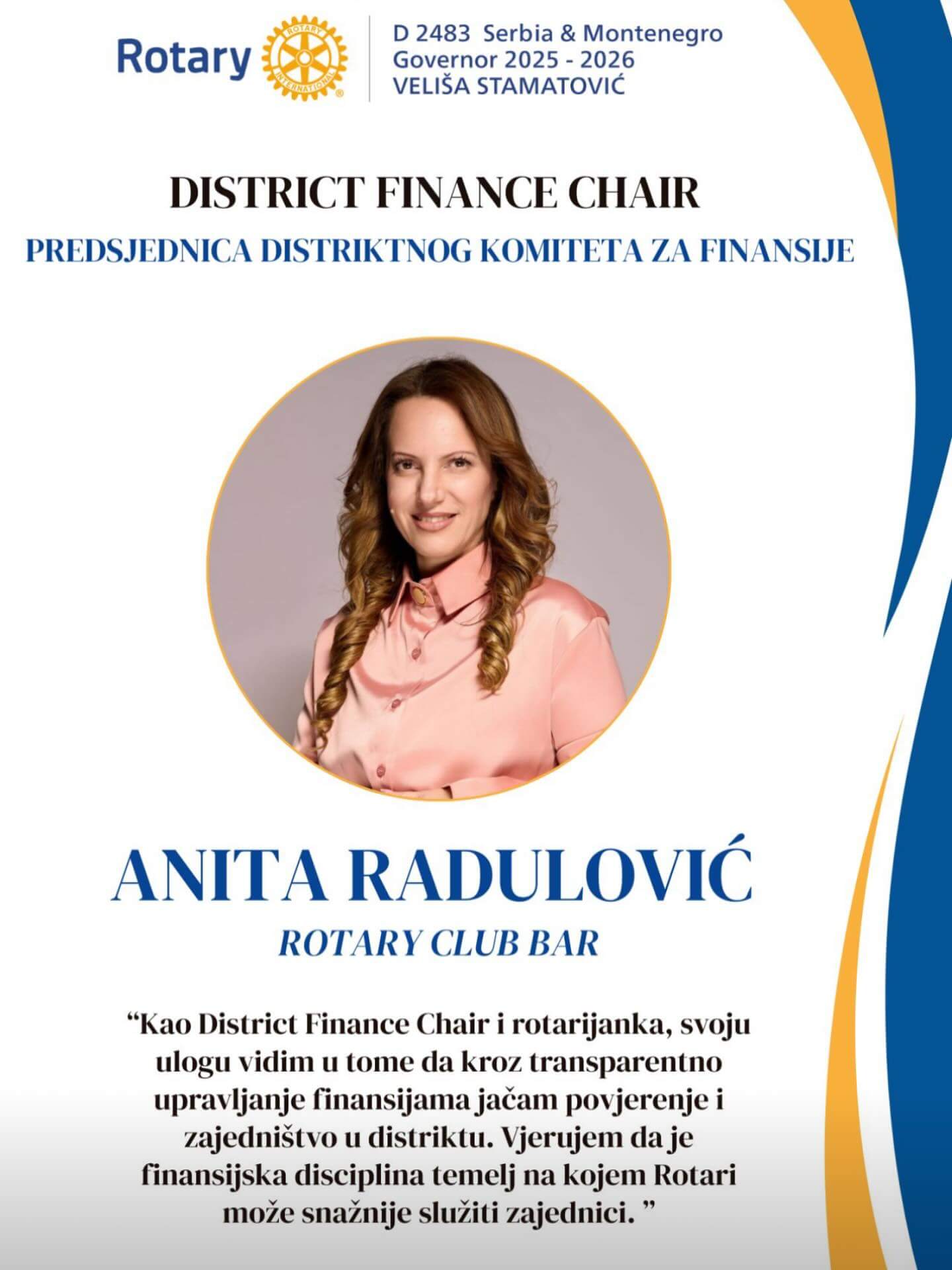 Članica Rotary kluba Bar dio District Leadership tima